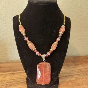 Chunky Pink Glass Necklace